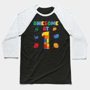 1 Year Old Building Blocks B-day Gift For Boys Kids Baseball T-Shirt